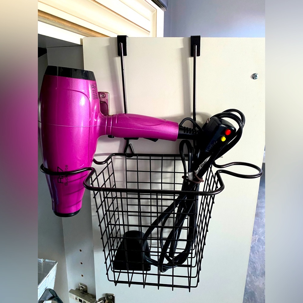Hair Dryer Metal Holder (Over Cabinet Grips)